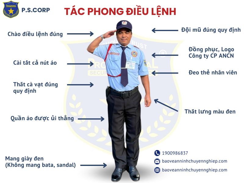 Tác phong điều lệnh của nhân viên an ninh bảo vệ