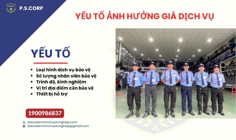 Yếu tố ảnh hưởng đến giá dịch vụ bảo vệ