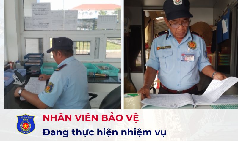 Nhân viên bảo vệ đang thực hiện nhiệm vụ